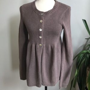 Free People Brown Button-Down Sweater